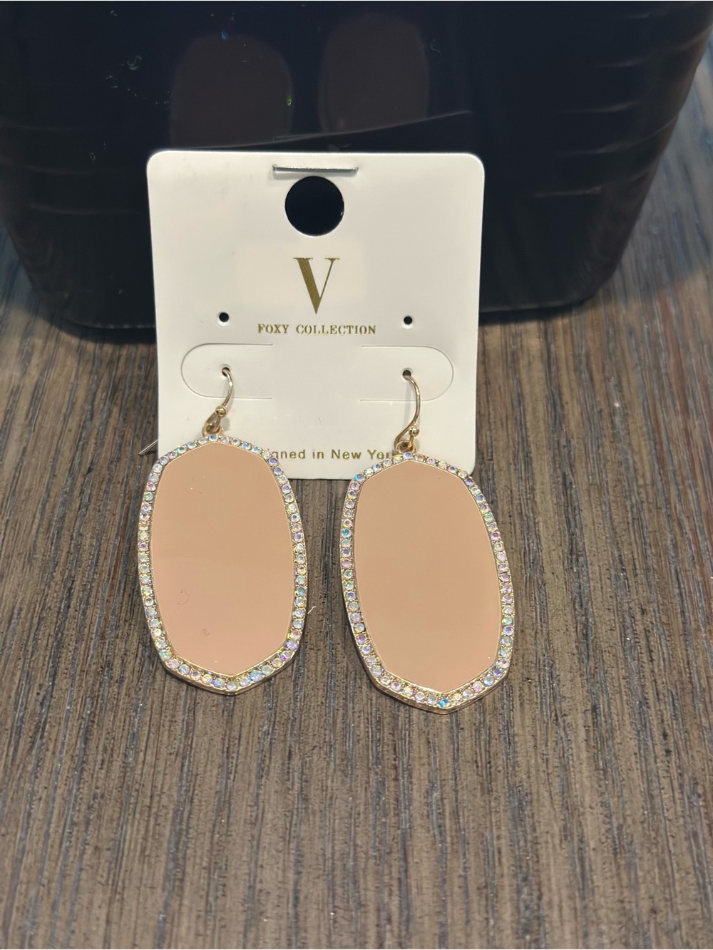 Nude  Crystal-Trim Drop Earrings